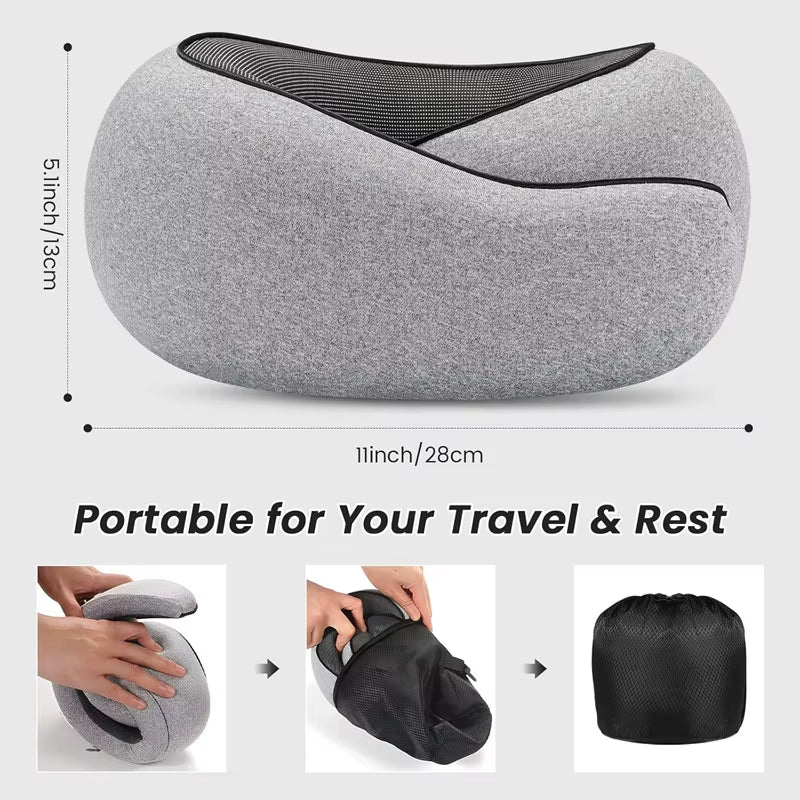 Travel Neck Pillow Premium Memory Foam Neck Pillow for Comfort on Airplane 360º Ergonomic Design with Washable Modal Cover JAF8X