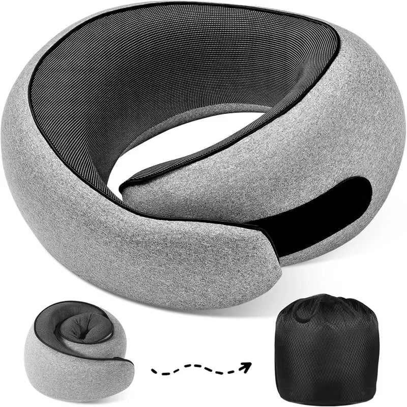 Travel Neck Pillow Premium Memory Foam Neck Pillow for Comfort on Airplane 360º Ergonomic Design with Washable Modal Cover JAF8X
